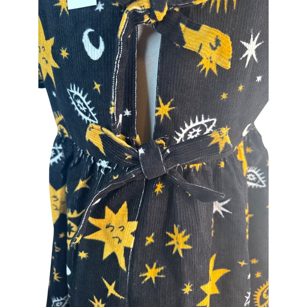 Black Friday Size 6 Cosmic Print Mini Black Gold White Corduroy Dress NWT - Picture 13 of 16